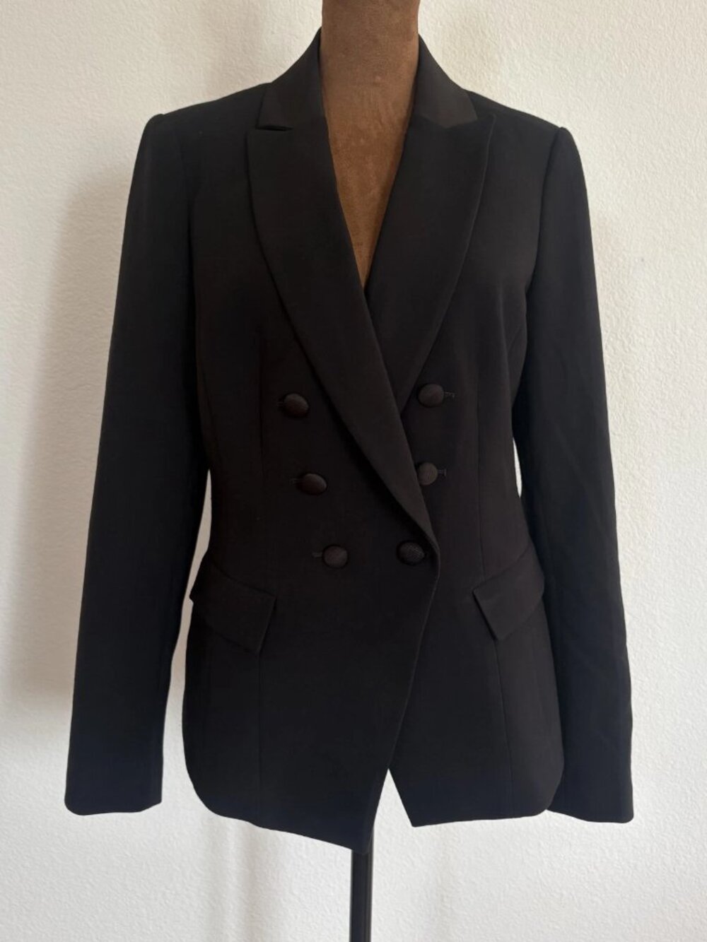 White House Black Market Women's Size 8 Black Peak Lapel Double Breasted Blazer